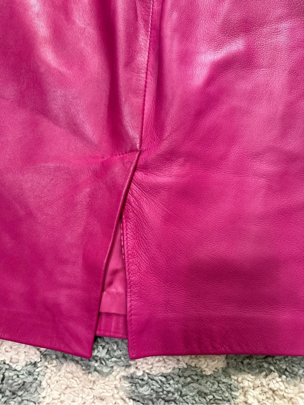 Evan Davies 100% leather magenta pink skirt Barbie feminine biker Pink Ladies 10